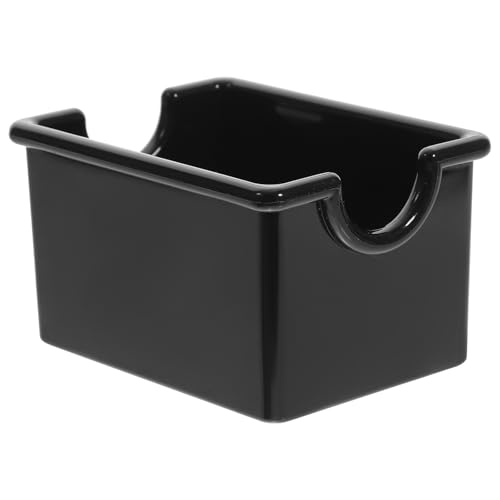 Angoily Boîte de Rangement Petite pour Sachets de Thé et Sucre, Plastique Noir, 1 Compartiment, Organiseurs pour Bureau Cuisine, Porte-sachets Pratique pour Café et Condiments