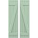 Ekena Millwork ARW102BB414X77SGH Americraft Four 2 Exterior Real Wood Joined Board-n-Batten Shutters w/Z-Bar (Per Pair), 14"W x 77"H, Seaglass