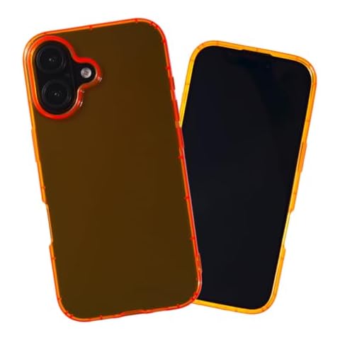 SteepLab Neon Highlighter Case for iPhone 16 (6.1” Screen) - The Grippy Jelly Case w/Protective Air Pockets (Intense Bright Orange) Cover