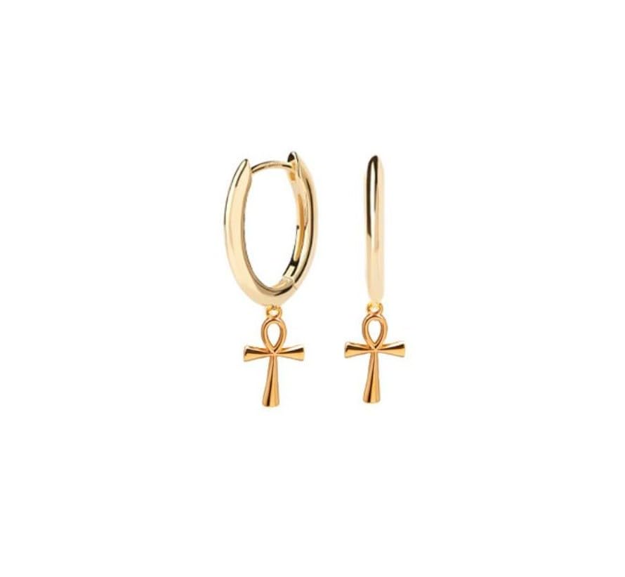 Boucles d'oreilles Croix Ankh en plaqué or pour illuminer votre style