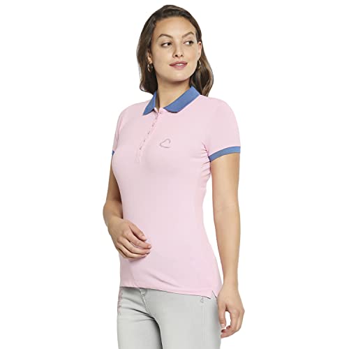 Image of Being Human Blue Slim Fit Polo Collar Short Sleeves Cotton Women's T-Shirt Clothing
