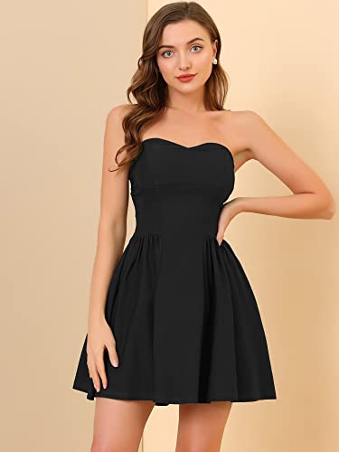 Allegra K Women's Sexy Strapless Party Dress Sweetheart Neck Off Shoulder Sleeveless Halloween Mini Dress3
