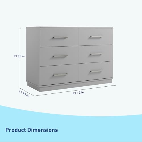 Image of Graco Essentials 6 Drawer Bedroom Dresser, Pebble Gray