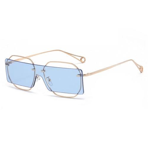 Lunettes de soleil sans bords carrées punk rétro pour femmes et hommes mode d'été