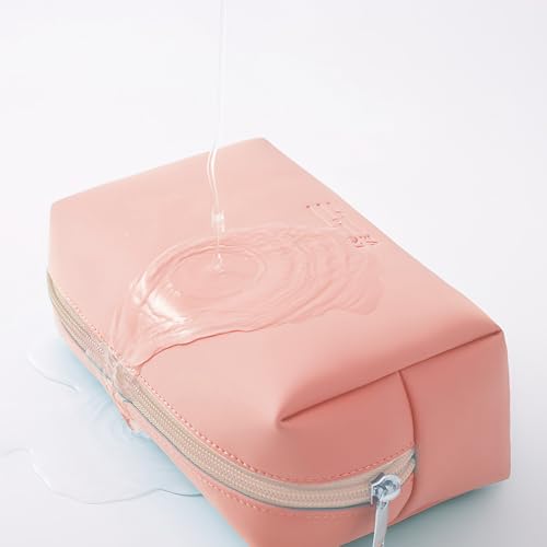 Image of Cortina Pouch for Travel Makeup Bag, Makeup Organizer Bag, Cosmetic Bag Makeup Bag for Women, Toiletry Bag for Travel Tools 16.5x7x11.5cm, Small, Peach | Compact travel toiletry and cosmetic organizer for women, sized 16.5x7x11.5cm in peach