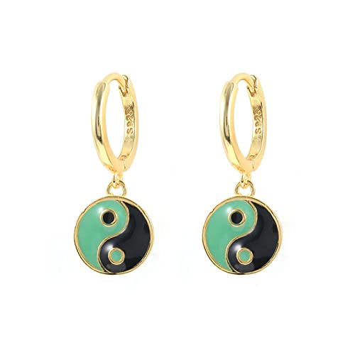 Boucles d'oreilles pendantes Yin Yang HHRFCS en argent sterling pour femme