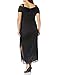 Alex Evenings Women's Plus Size Long Cold Shoulder Dress with Ruched Skirt, Black, 16W