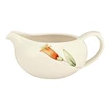 Seltmann 001.520286 Luxor Porzellan Sauciere, Rund mit Relief, Creme/Grün/Orange, 34365 Elena Floral Dekor, 0.5 L, 19.9cm Länge, 10.7cm Breite, 9.9cm Höhe, 2 Stück