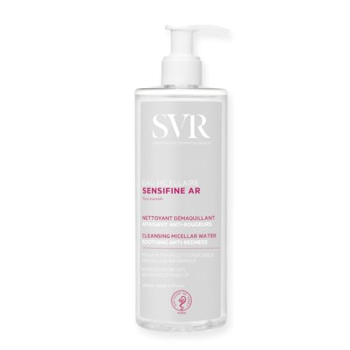 SVR SENSIFINE AR - Soothing Anti-Redness Micellar Water/Make-up Remover for Face, Eyes, Lips, Ultra-Mild No-Rinse Cleanser for Sensitive, Reactive, Rosacea-Prone Skin, 400m