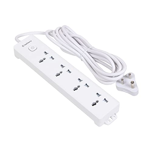 Fatcherry Extension Board Heavy Duty 6A Four-Way 2500W Extension Board And Wire (White) -3 Metre