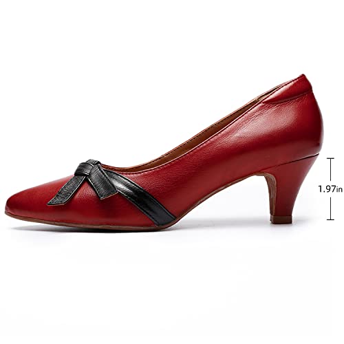Image of Mona flying Women's Leather Elegant Bowknot Pointed Toe Dress Pumps Heels