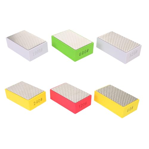 NUOBESTY Lot de 6 Blocs de Polissage Diamantés pour Carreaux de Céramique et Pierre Tampons de Ponçage Manuels Grains 60 120 240 320 600 1000 Outil de Ponçage pour Finition Précise et