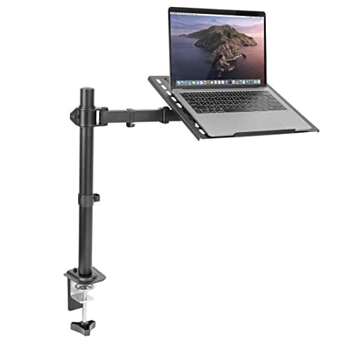 Mount-It! Laptop Desk Mount | Full Motion Laptop Arm with Vented Tray | Clamp and Grommet Base