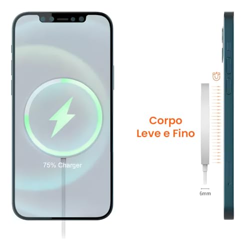 Kit Carregador Magnético Indução + Fonte USB-C 20W Compatível iPhone XS XR 11 12 13 14 15 Pro Max