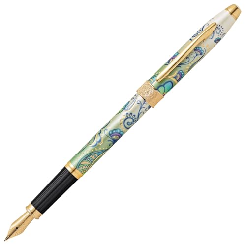 Cross Botanica Green Daylily Fountain Pen with 23KT Gold-Plated Stainless Steel Fine Nib