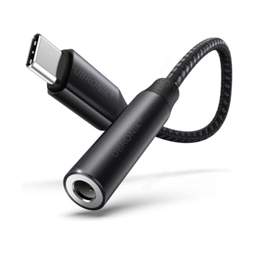 Image of Nylon Braided Black Type C to 3.5 mm Audio Jack Connector with DAC Headphone Converter Adapter Compatible with iPhone 15 Pro Max /15 Pro /15 Plus, Galaxy S23 /S22 /S21 /S208 & Other Type C Phones