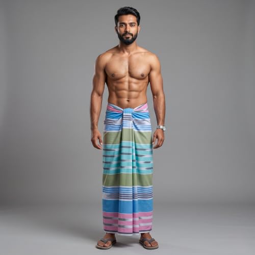 Image of Men's Cotton Lungi | Soft Breathable Wrap Around Lungi | Comfortable Daily & Home Wear for Men