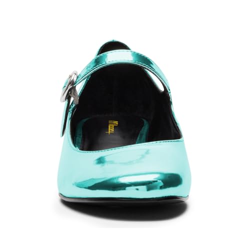 Milooey shoes Women's Round Toe Mary Jane Comfy Low Chunky Block Heel Pumps Ankle Strap Flats Dress Party Date Shoes Size 4-16 Us4