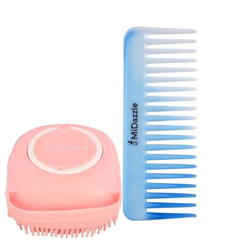 Image of Midazzle Silicone Bath Brush, Body Wash Scrubber with Snow Comb, Set of 2
