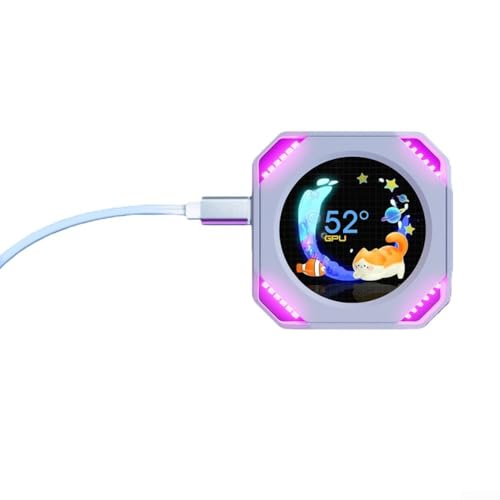 Monitor USB refrigerado por agua de 2.1 pulgadas, pantalla secundaria dinámica visual para PC, pantalla editable tipo C, no requiere HD-MI (blanco)