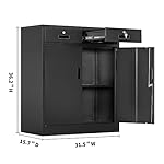 Metal Storage Cabinet, 36" H Locking Storage Cabinet with Two Drawers and Adjustable Shelf, Metal Cabinets for Office, Garage, Home-Black - Image 3