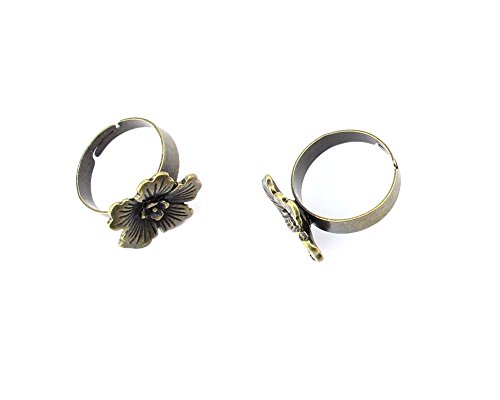 50 PCS Ancient Antique Bronze Fashion Jewelry Making Crafting Charms Findings Bulk for Bracelet Necklace Pendant Retro Accessoires Lots Vintage DWH09 Flower Ring