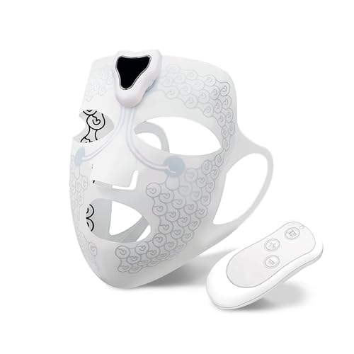 RAIREX Maschera Viso EMS Rassodante | Maschera Lifting al Silicone con Fibra di Grafene | Stimolazione Muscolare Anti-Rughe | Termoterapia 45°C | Con Telecomando