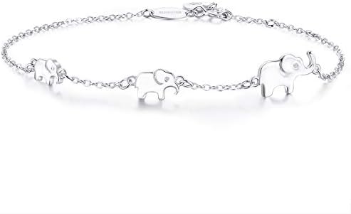 BlingGem Bracelet for Women 925 Sterling Silver 3 Elephants Bracelet for Family Symbol 3 Generations Animal Jewellery Mothers-day Gift for Mother Daughter Grandmother