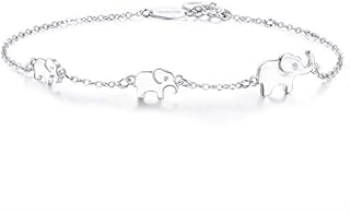 BlingGem Bracelet for Women 925 Sterling Silver 3 Elephants Bracelet for Family Symbol 3 Generations Animal Jewellery Mothers-day Gift for Mother Daughter Grandmother