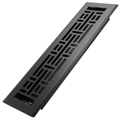 Howeall 2x12 Inches Heavy Duty Walkable Floor Register Easy Adjust Air Supply Lever Floor Vents - Seattle Design - Vent Cover for Home Floor - Matte Black