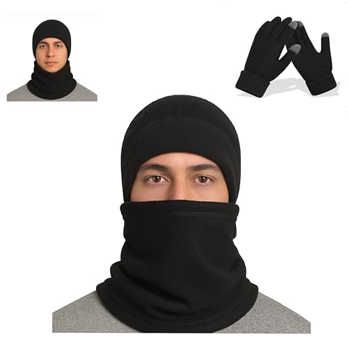Conjunto de Inverno 3 Peças, Gorro, Luvas e Cachecol em micro Soft, Preto