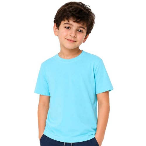 Image of Kids Round Neck Boys Tshirt | Short Sleeves | Natural Organic 100% Cotton Soft Comfortable Fabric | School Plain Color Original Branded Half Sleeve | T-Shirt for Boy Kid | Sleepwear Everyday Casual