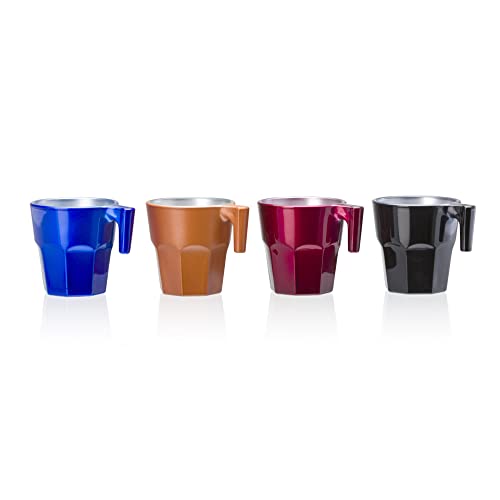 Image of Pasabahce Casablanca Mug from House of Pasabahce The Original Pasabahce from Turkey, Metalic Assorted Colour Casablanca Mugs, 70 ml in Set of 4 Pcs, Perfect fit for Tea /Coffee.