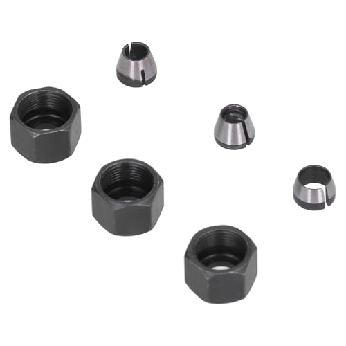 6 Sztuk Router Collet Adapter Uchwyty ze Stali Węglowej Adapter Zaciskowy 6mm 6.35mm 8mm Zestaw z Nakrętką do Trymera Grawerka