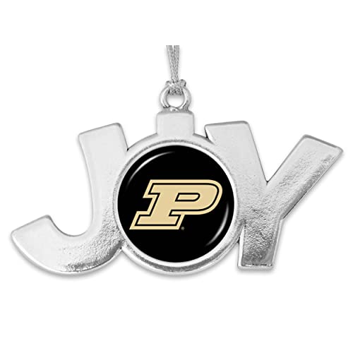 Purdue Joy with Team Logo Silver Metal Christmas Ornament Gift Tree Decoration