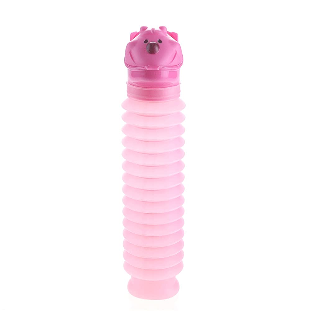 Mooyii Emergency Urinal, Portable Reusable Shrinkable Camping Portable Toilet Urine Bottle Bag Travel Potty Urine Funnel for Unisex Men Women Kids (Pink)