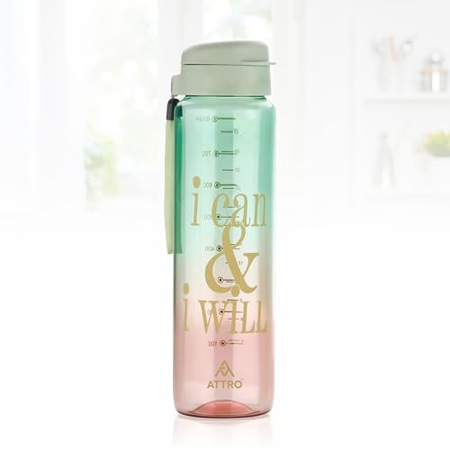ATTRO Plastic Sports Buddy Deluxe Water Bottle BPA-Free with Leak-Proof Flip-Top Cap, Dual-Color for Gym, School, Office & Outdoor Use Green Red 800ml
