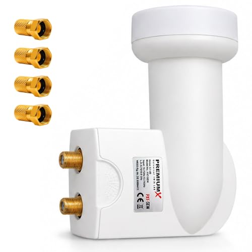 Premium X Twin LNB   Conversor de señal de televisión por satélite DVB S2 HD 4K, incluye 4 conectores F