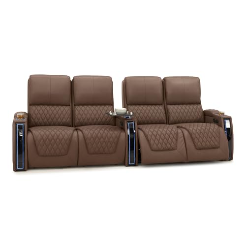 Image of Seatcraft Apex Home Theater Seating Tobacco Row of 4 Dual Loveseats