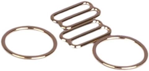 Porcelynne Premium Quality Gold Metal Alloy Replacement Bra Strap Slide and Ring Set - 5/8 (16mm) Opening - (2 Rings - 2 Slides)