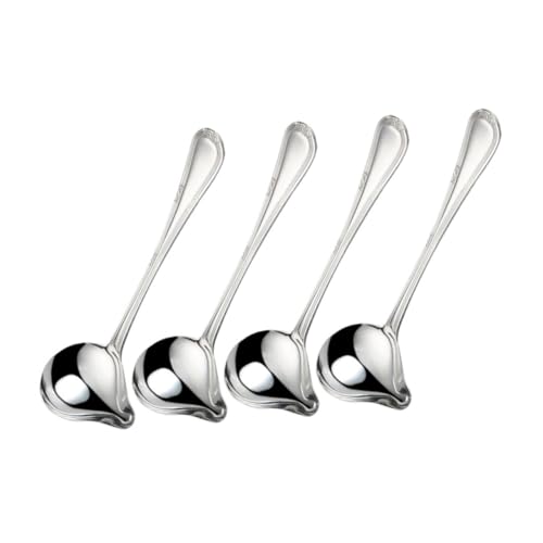 WEKADRIN 4 Piezas Cucharas para Salsa de Acero Inoxidable con Boquilla Tipo Pato y Mango para Seguridad Cocina y Profesional
