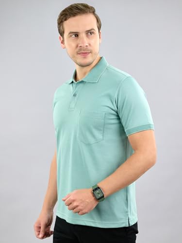 Image of Monte Carlo Mens Regular Fit Half Sleeve Solid Polo Neck T-Shirt (Pack of 1)
