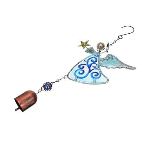 Milisten Campana de Viento Colgante Ángel de Vidrio Pintado Mano Ligera y Decorativa para Jardín y Balcón Fácil de Instalar Sonido y Relajante Interior y Exterior