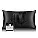 OLESILK 100% Seide Kissenbezug Kissenhülle Haar- und Hautpflege mit Verstcktem Reißverschluss 19 Momme 1 Stück Schwarz 40×80cm