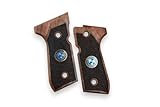 HK GRIPS Compatible with Beretta 92/96/98/M9 Full Size Grips, Resident Evil, Samurai Edge, Biohazard Raccoon S.T.A.R.S, Light Walnut Wood (Dark Root Walnut Wood Blue Logo)