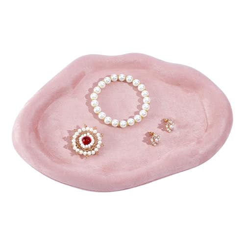 NBEADS Vassoio Espositivo per Gioielli In Cashmere, Vassoio Portaoggetti Vuoto In Microfibra A Forma di Nuvola per Orecquellini Anelli Collane Bracciali Orologi, Roso, 245x170x14.5mm