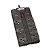 Tripp Lite 8 Outlet Surge Protector Power Strip, 8ft Cord Right Angle Plug, Black, Lifetime Insurance (TLP808B)