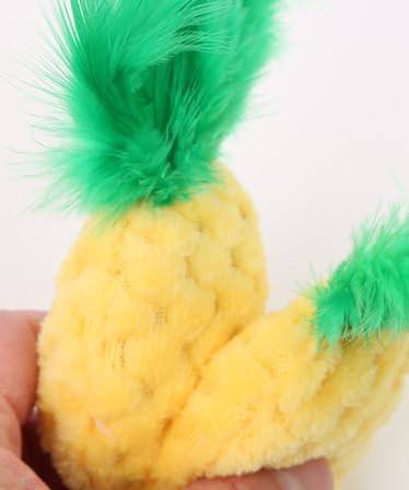 BWESOO Pineapple Shape Cat Chew Toy - Catnip Molar Toys Teeth Cleaning Toy Pet Bite Resistant Pet Supplies,Fun Toy for Exercise Interactive Plush Playing Toy for Cat Kitten Yellow 3
