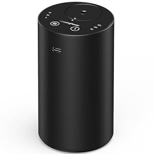 Waterless Essential Oil Diffuser, Rechargeable Scent Diffusers with 3 Mist Levels & Timers, Portable Aromatherapy Diffuser for Home Car Room Studio Office, Black Metal