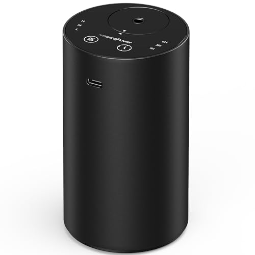 Waterless Essential Oil Diffuser, Rechargeable Scent Diffusers with 3 Mist Levels & Timers, Portable Aromatherapy Diffuser for Home Car Room Studio Office, Black Metal